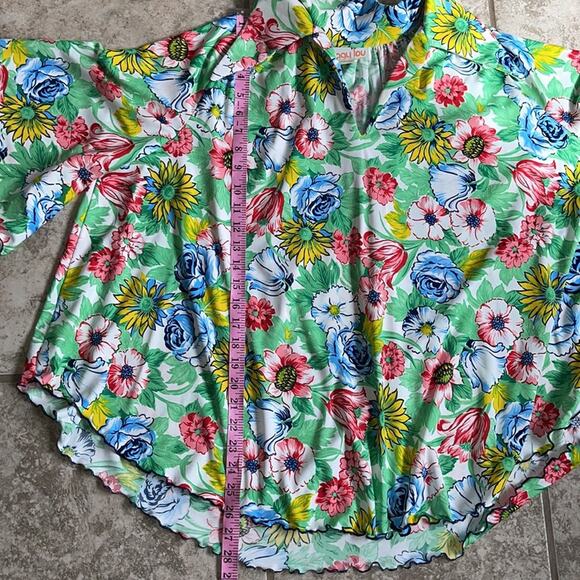 Vintage 60s Peggy Lou Large Print Floral Flutter Sleeve Blouse Top - Picture 13 of 14